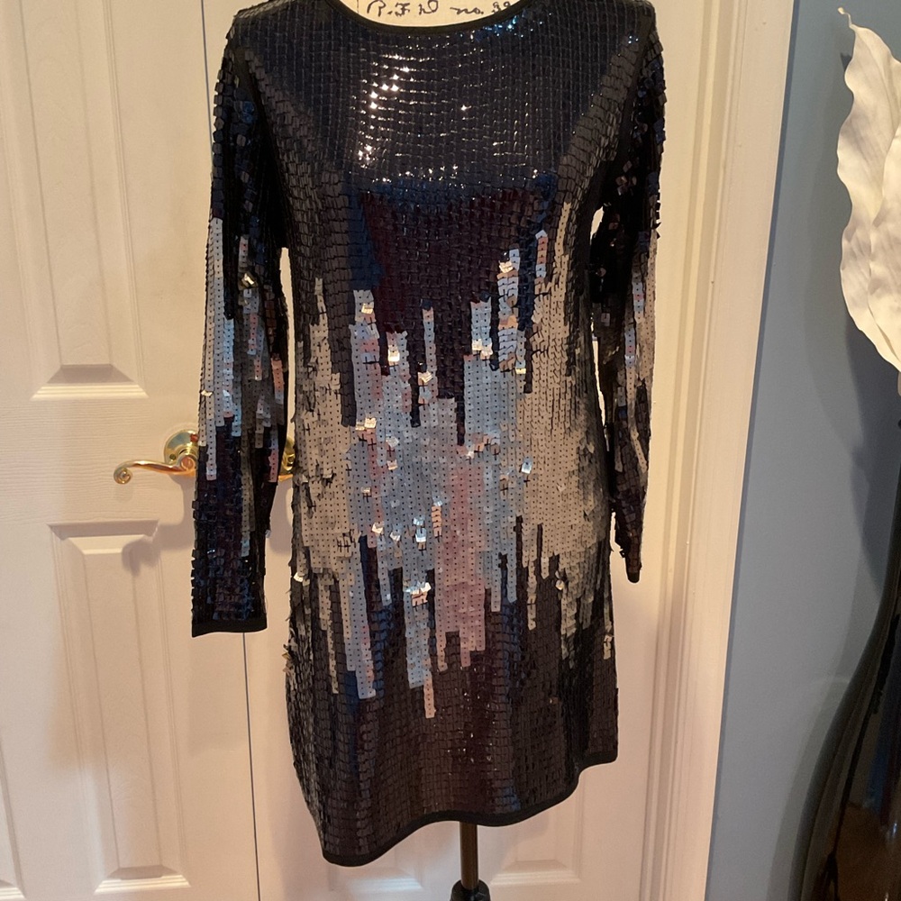 Zara Black and Silver Sequin Dress